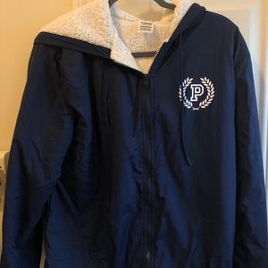 PINK sherpa lined puffer jacket/rain jacket